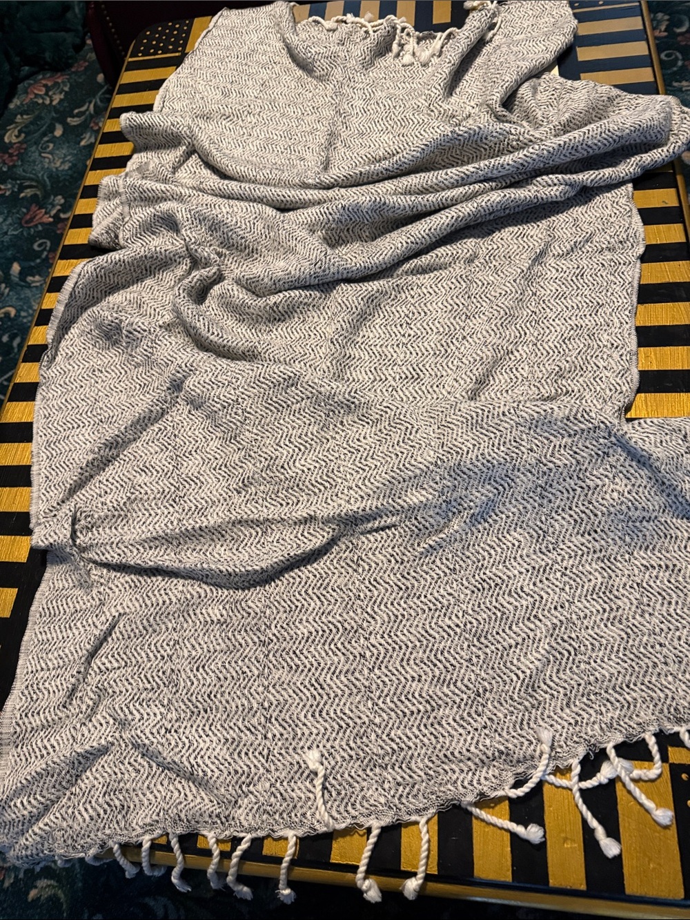 Light Gray Woven Fringe Wrap Scarf
